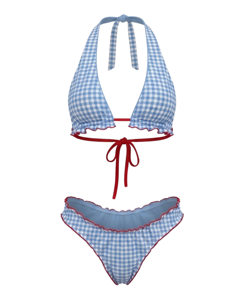 SOU HALTER SET — BLUE GINGHAM
