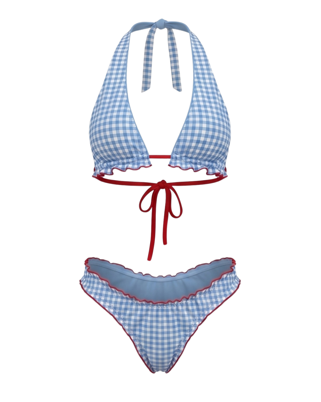 SOU HALTER SET — BLUE GINGHAM