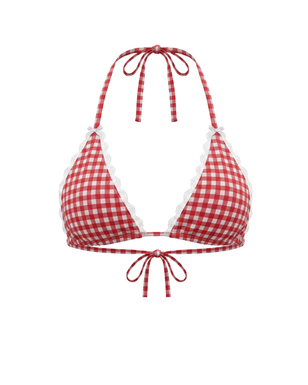 SOU LACE TRIANGLE TOP — RED GINGHAM