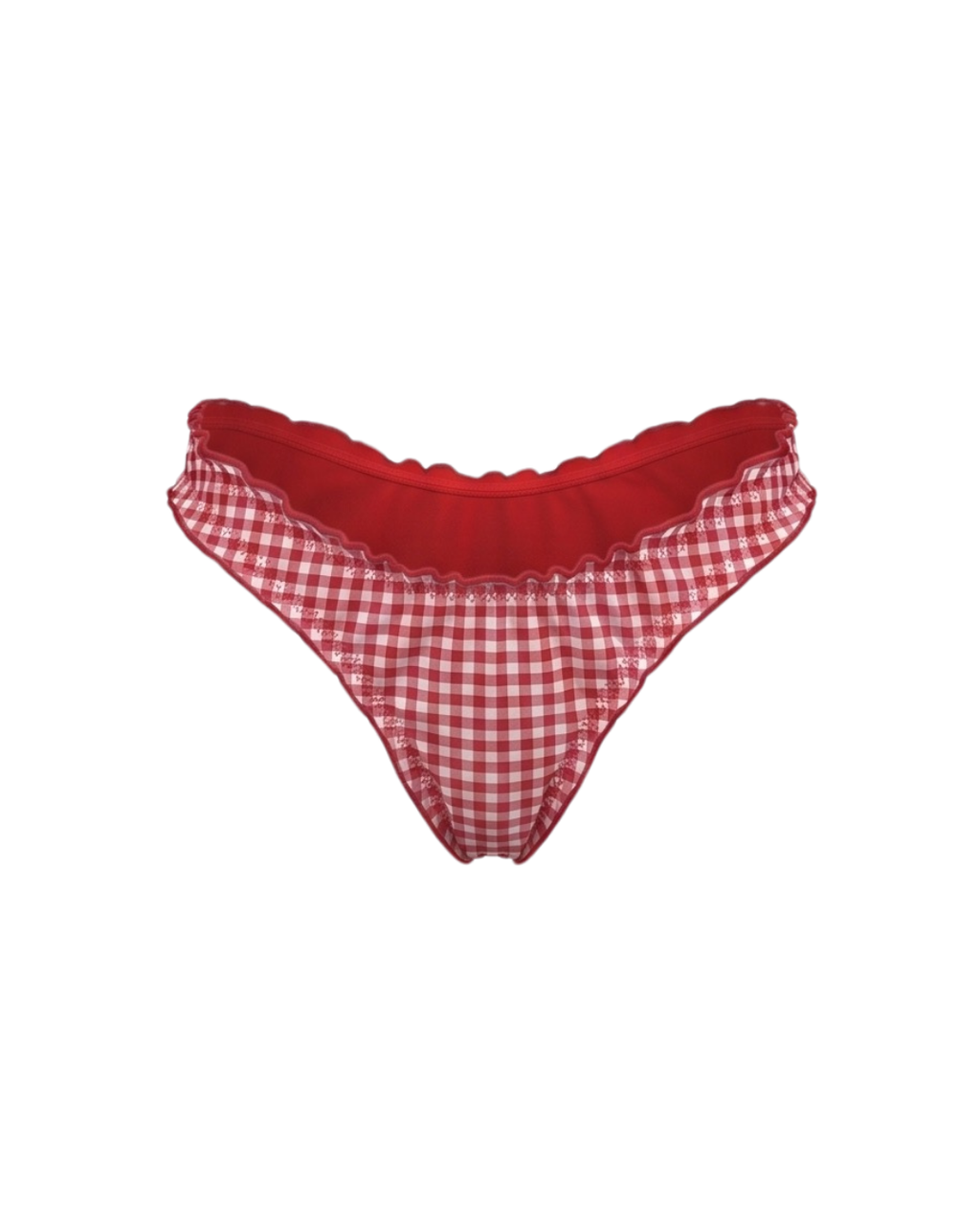 SOU RUFFLE BRAZILIAN BOTTOM — RED GINGHAM