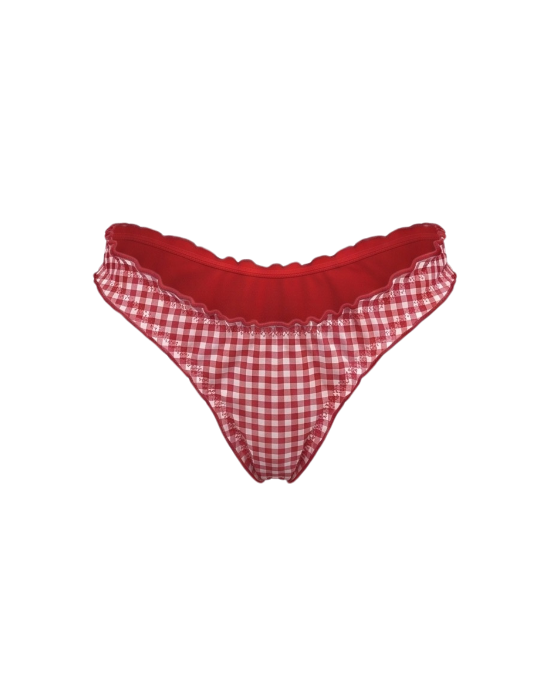 SOU RUFFLE BRAZILIAN BOTTOM — RED GINGHAM