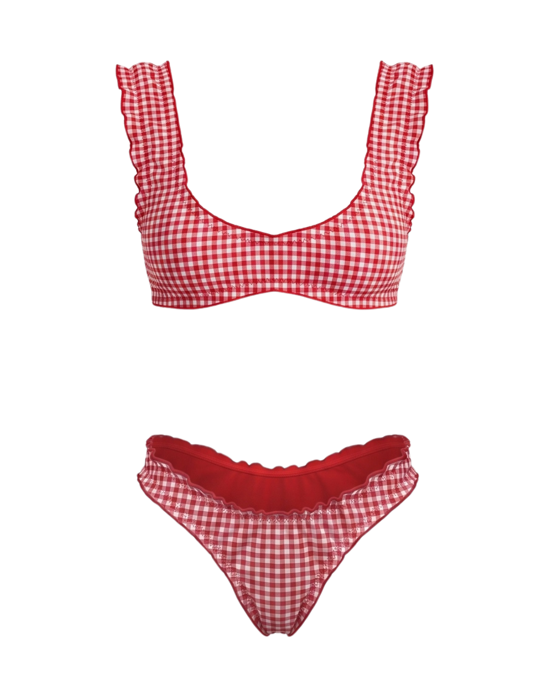 SOU RUFFLE SET — RED GINGHAM