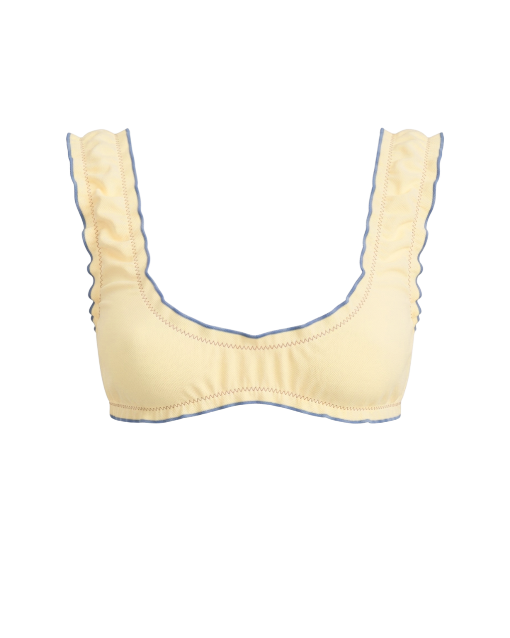 SOU RUFFLE CROP TOP — BUTTER