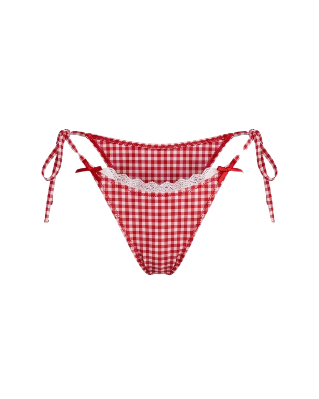 SOU LACE TIE SIDE BOTTOM — RED GINGHAM