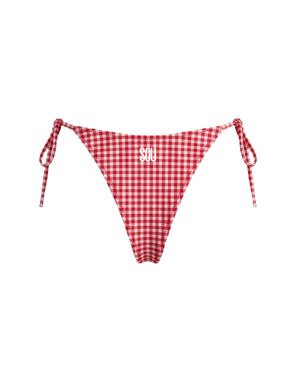 SOU LACE TIE SIDE BOTTOM — RED GINGHAM