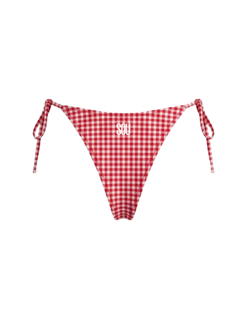 SOU LACE TIE SIDE BOTTOM — RED GINGHAM