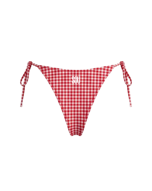 SOU LACE TIE SIDE BOTTOM — RED GINGHAM