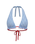 SOU HALTER TRIANGLE TOP — BLUE GINGHAM