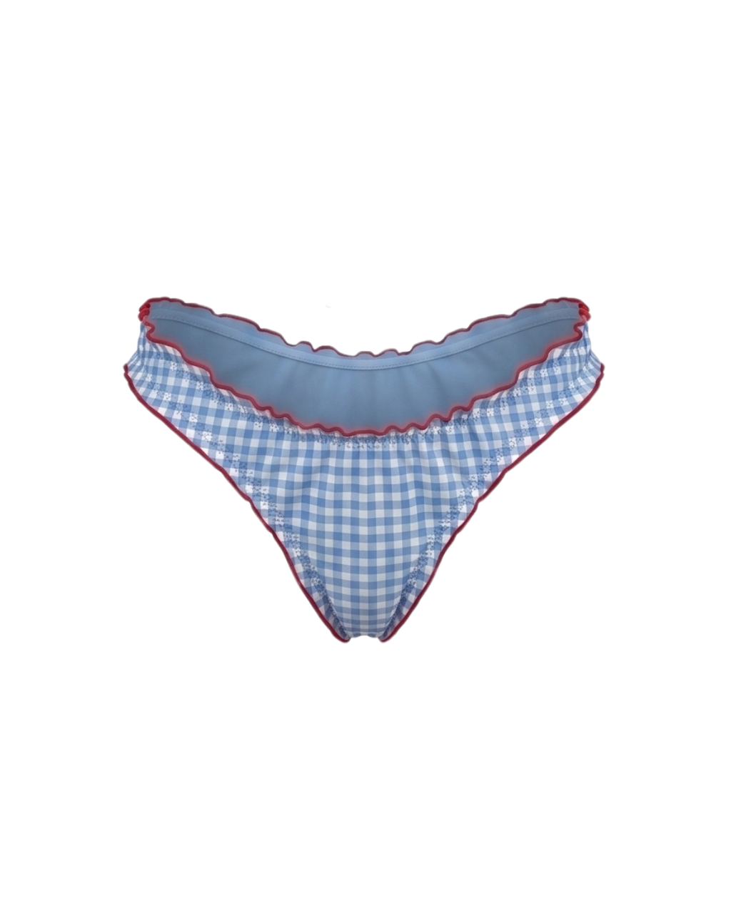 SOU RUFFLE BRAZILIAN BOTTOM — BLUE GINGHAM